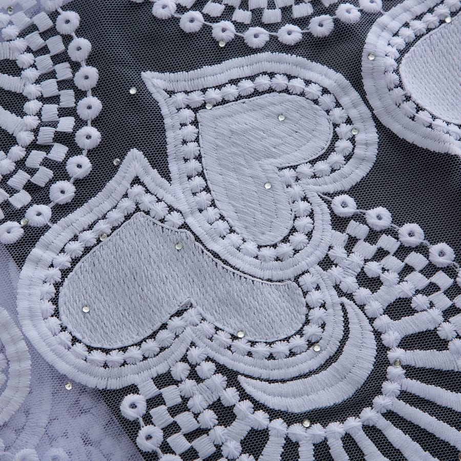 [codex-media-5] White African Mesh Lace Fabric, French Net Lace Fabric with Sequins for  Sewing Wedding/Party/Prom Dresses image 6