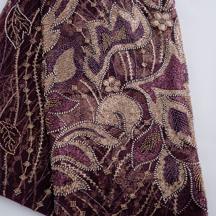 [codex-media-2] French Mesh Lace Fabric with Beads, African Luxury Sequins Lace Fabric for Sewing Wedding/Party/Prom Dresses  image 3