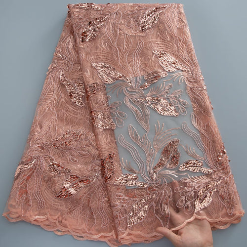 [codex-media-2] African Mesh Lace Fabric, French Net Lace Fabric with Sequins for Sewing Wedding/Party/Prom Dresses image 3