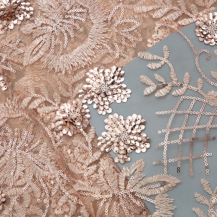 [codex-media-3] African Mesh Lace Fabric, French Net Lace Fabric with Sequins for Sewing Wedding/Party/Prom Dresses image 4