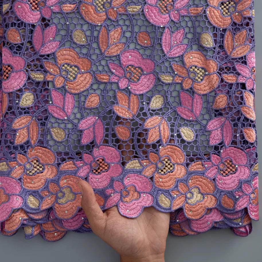 [codex-media-11] Purple Guipure Cord Lace Fabric 5 Yards | 4941 image 12