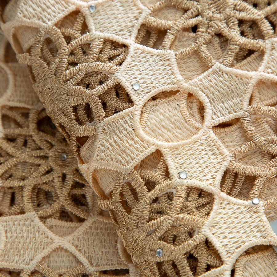African Guipure Cord Lace Fabric with Rhinestones image 4