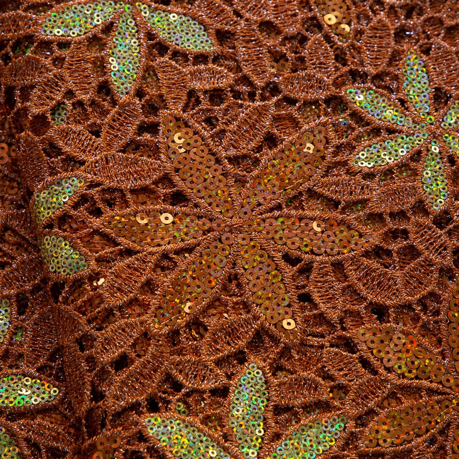 [codex-media-3] African Guipure Cord Lace Fabric with Sequins, Nigerian Water Soluble Lace Fabric for Sewing Wedding Party Dresses image 4