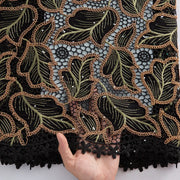 [codex-media-14] Guipure Cord Lace Fabric with Rhinestones | 5 Yards/pc Nigerian Water Soluble Lace Fabric image 15