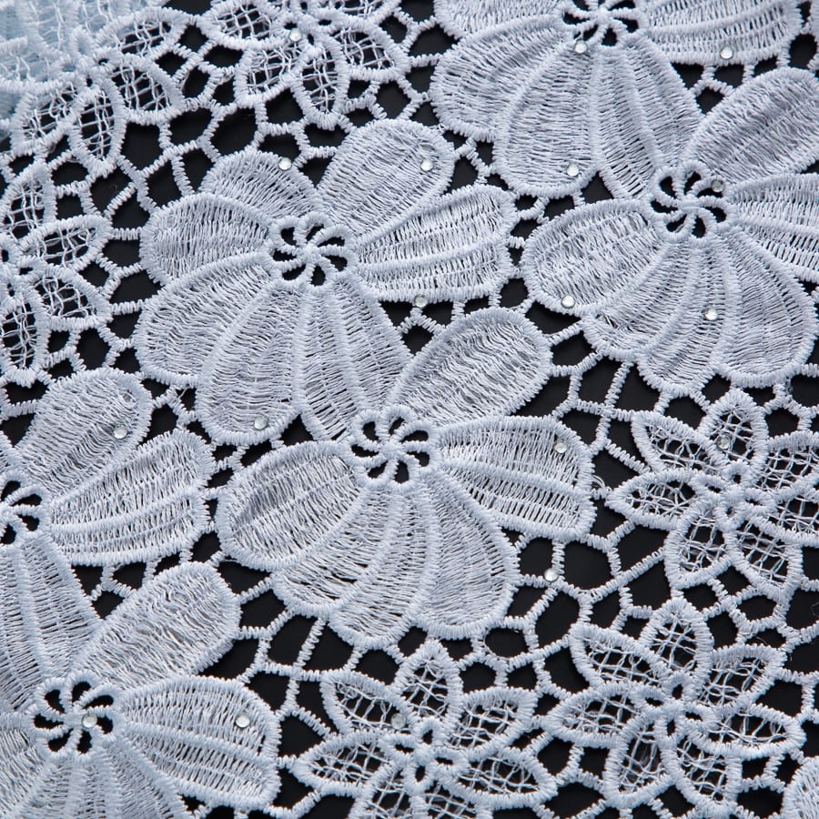 [codex-media-3] White Guipure Cord Lace Fabric with Rhinestones | 5 Yards/pc Nigerian Water Soluble Lace Fabric image 4