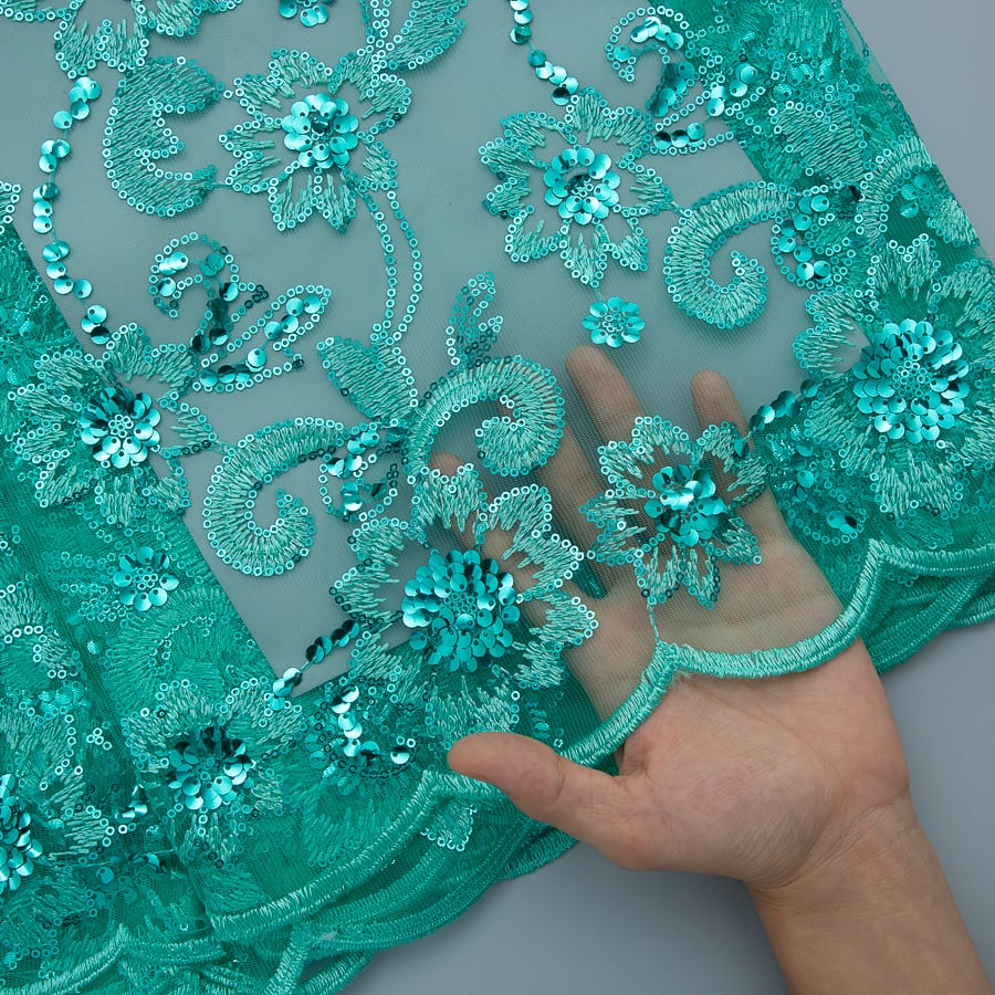 [codex-media-5] French Mesh Lace Fabric, African Net Lace Fabric with Sequins for Sewing Wedding/Party/Prom Dresses image 6