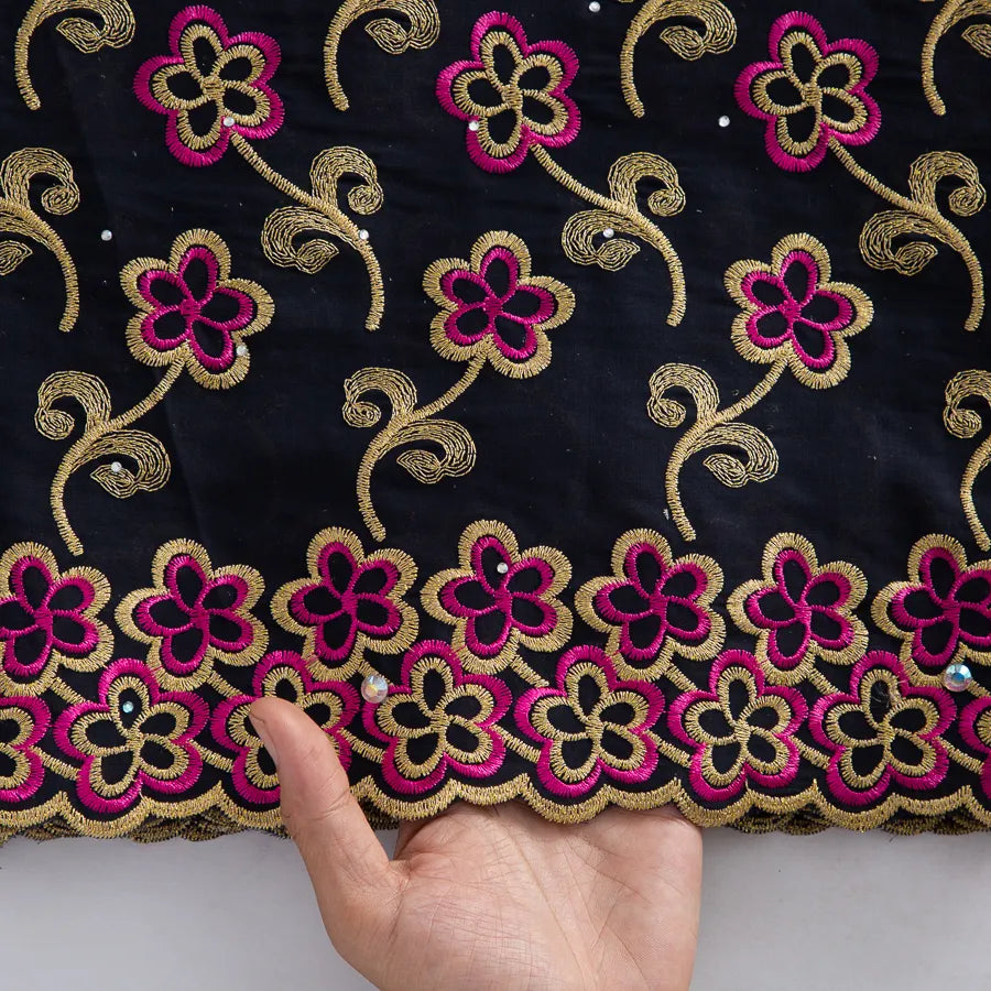 [codex-media-14] Swiss Voile Lace Fabric with Rhinestones | 5 Yards/pc African Cotton Lace Fabric image 15