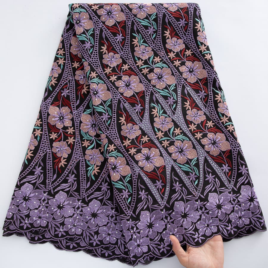 [codex-media-4] Swiss Voile Lace Fabric with Rhinestones | 5 Yards/pc African Cotton Lace Fabric image 5