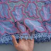 [codex-media-2] Guipure Cord Lace Fabric with Rhinestones | 5 Yards/pc Nigerian Water Soluble Lace Fabric image 3
