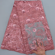 [codex-media-4] African Mesh Lace Fabric, French Net Lace Fabric with Sequins for Sewing Wedding/Party/Prom Dresses image 5