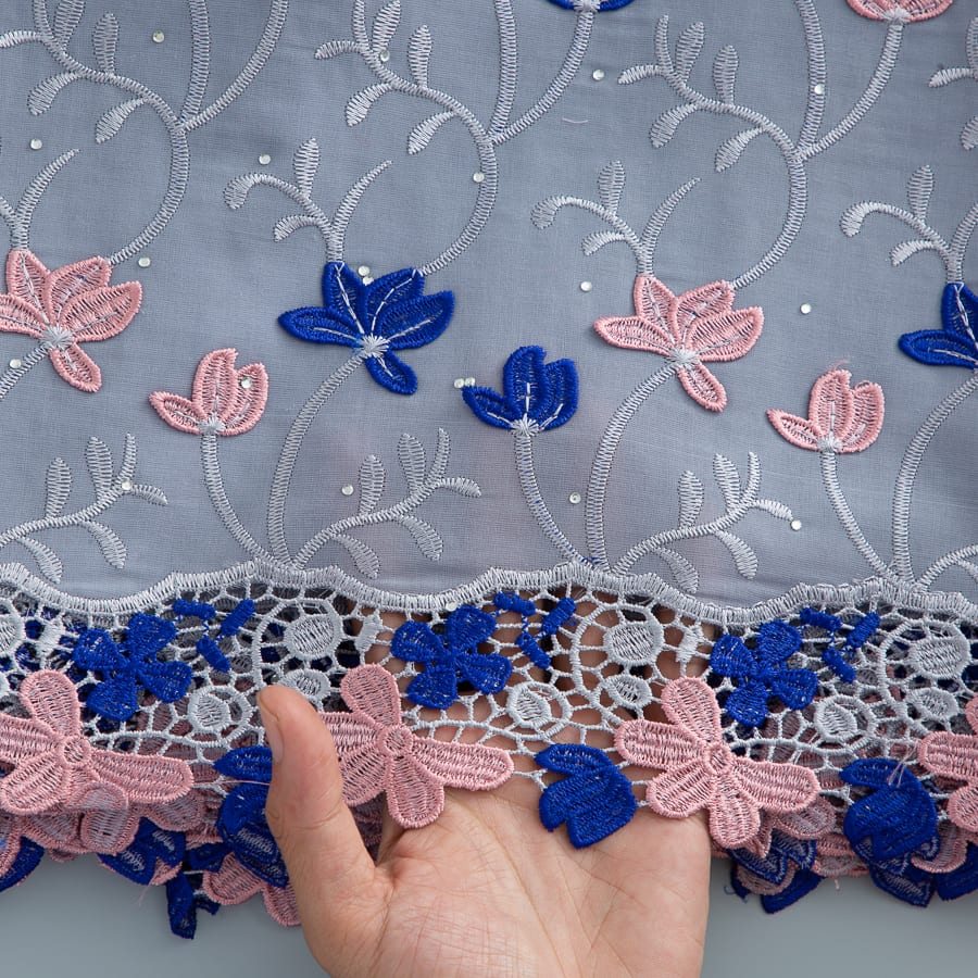 [codex-media-9] Swiss Voile Lace Fabric with Rhinestones | 5 Yards/pc African Cotton Lace Fabric image 10