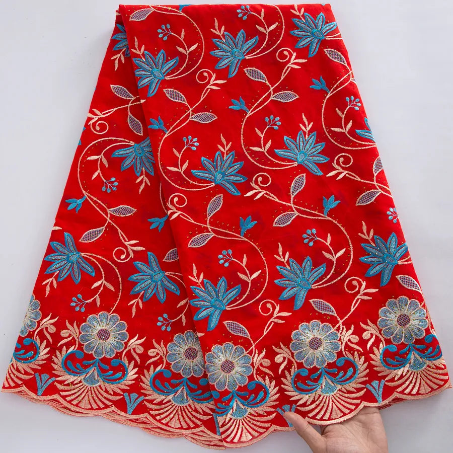 [codex-media-15] Swiss Voile Lace Fabric with Rhinestones | 5 Yards/pc African Cotton Lace Fabric image 16