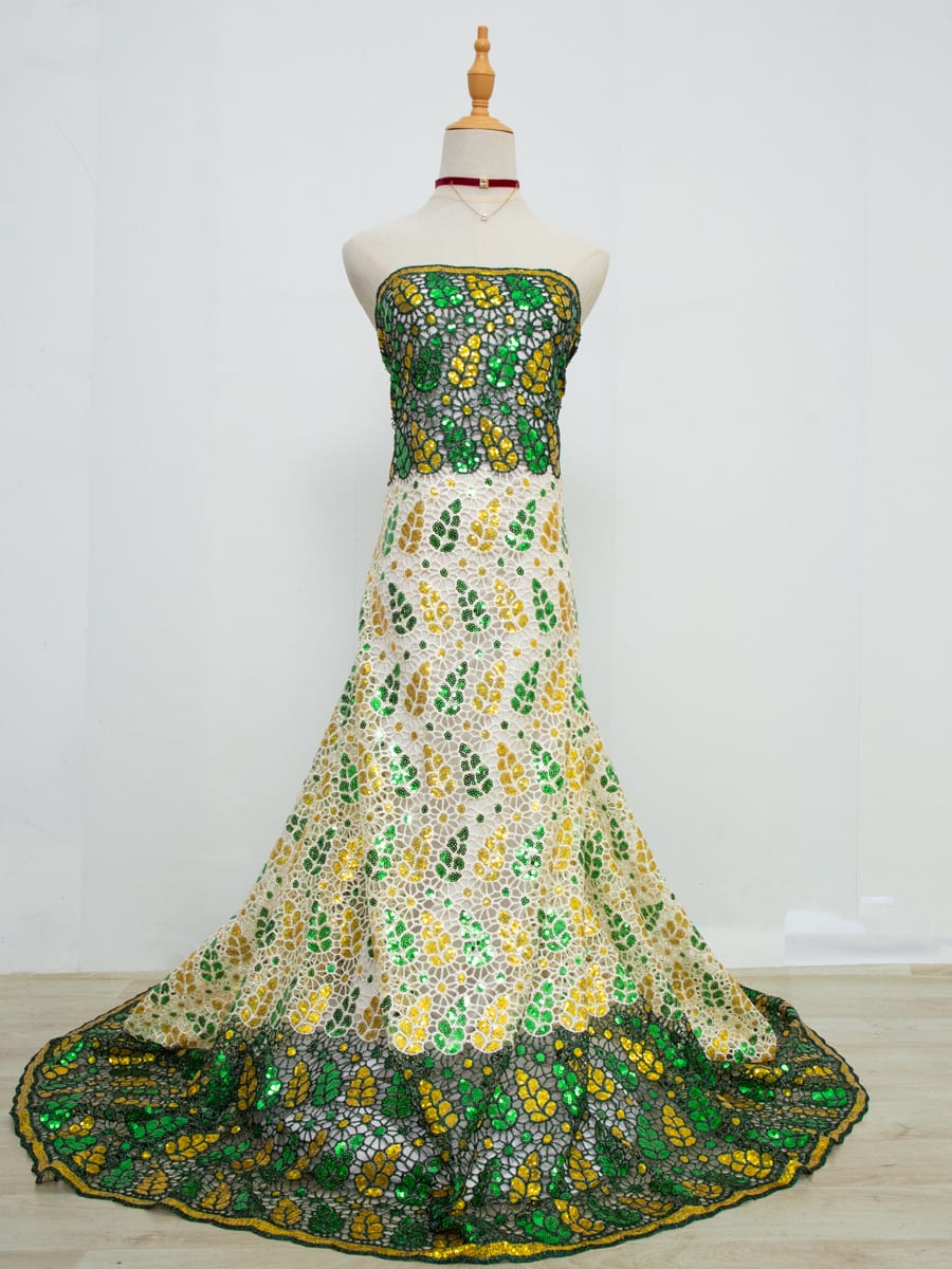 [codex-media-17] Afarican Guipure Cord Lace Fabric with Sequins, Nigerian Water Soluble Lace Fabric for Sewing Party Dresses image 18