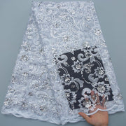 [codex-media-0] French Mesh Lace Fabric, African Net Lace Fabric with Sequins for Sewing Wedding/Party/Prom Dresses image 1