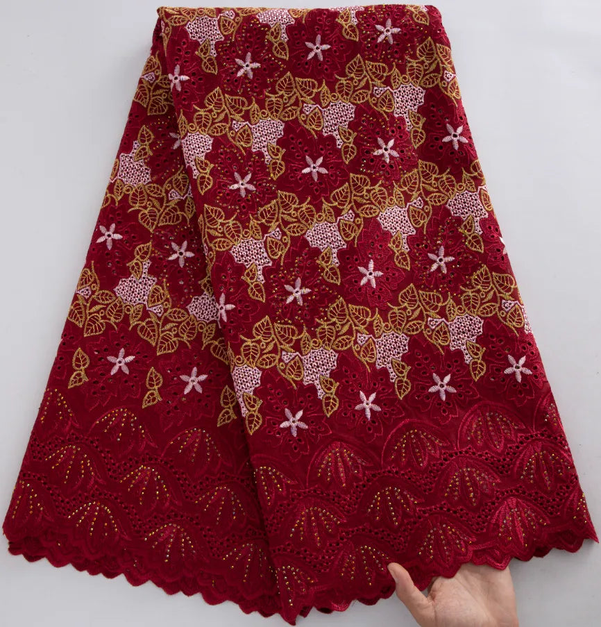 [codex-media-0] Wine Swiss Voile Lace Fabric 5 Yards | 4937 image 1