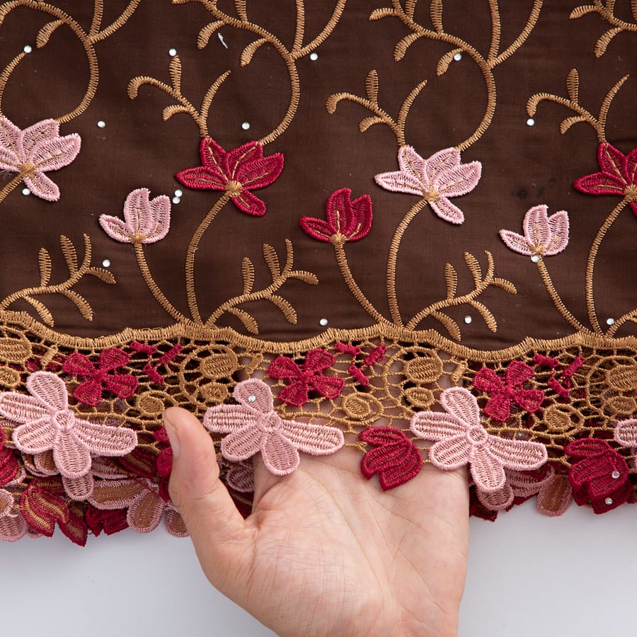 [codex-media-1] Swiss Voile Lace Fabric with Rhinestones | 5 Yards/pc African Cotton Lace Fabric image 2