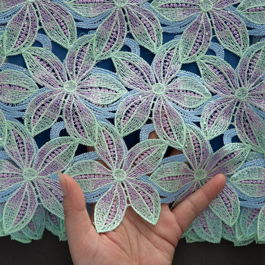 [codex-media-1] African Guipure Cord Lace Fabric with Rhinestones image 2