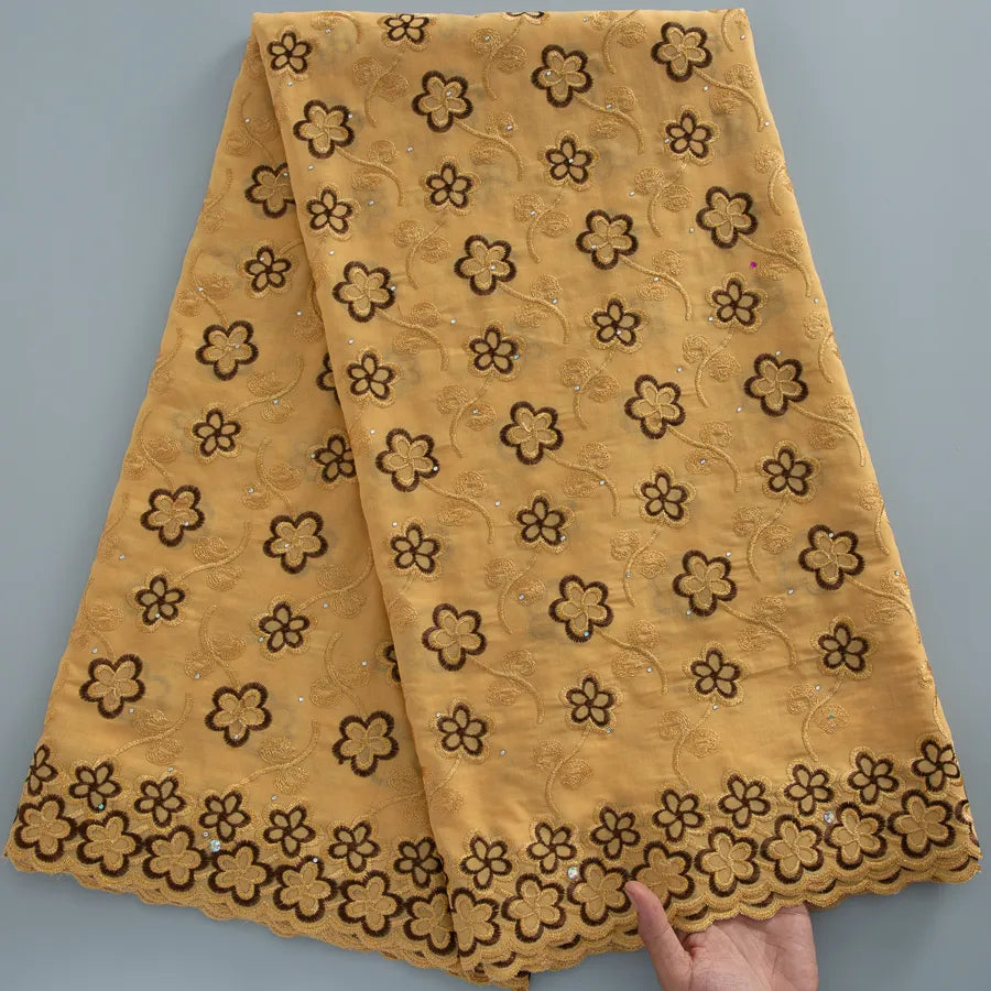[codex-media-3] Swiss Voile Lace Fabric with Rhinestones | 5 Yards/pc African Cotton Lace Fabric image 4