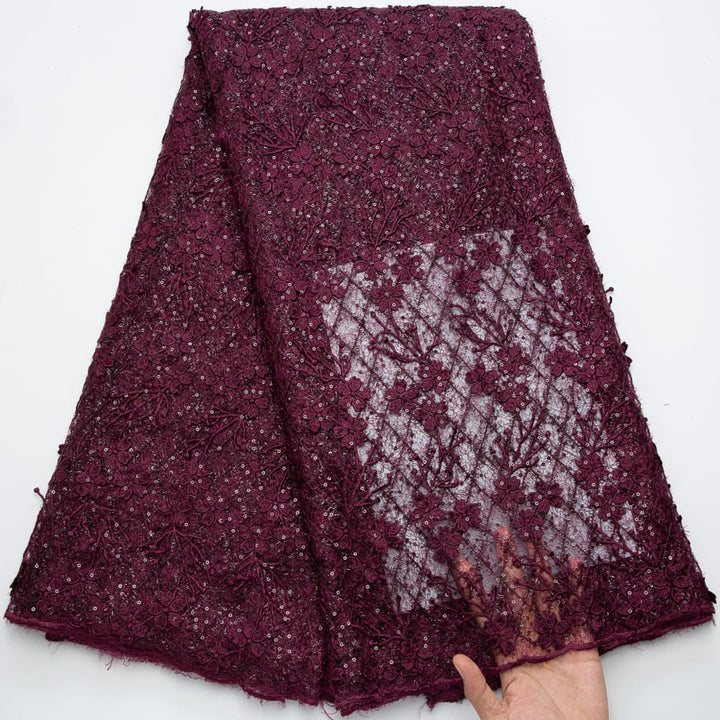 [codex-media-2] African Mesh Lace Fabric with Sequins, French Mesh Lace Fabric for Sewing Women Wedding Party/Prom Dresses image 3