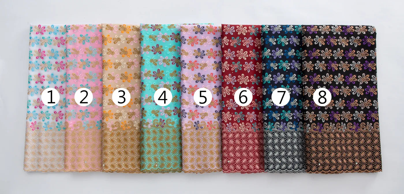 [codex-media-16] Swiss Voile Lace Fabric with Rhinestones | 5 Yards/pc African Cotton Lace Fabric image 17