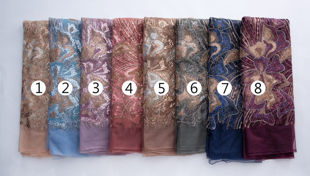 [codex-media-15] French Mesh Lace Fabric with Beads, African Luxury Sequins Lace Fabric for Sewing Wedding/Party/Prom Dresses image 16