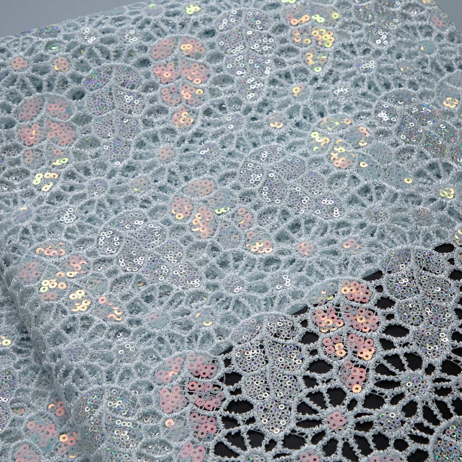 [codex-media-4] Afarican Guipure Cord Lace Fabric with Sequins, Nigerian Water Soluble Lace Fabric for Sewing Party Dresses image 5