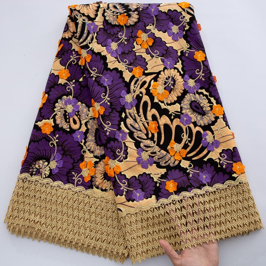 [codex-media-7] African Wax Lace Fabric, Nigerian Embroidery Lace Fabric for Sewing  Women Wedding/Party/Prom Dresses image 8