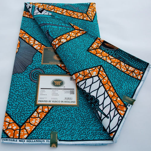 [codex-media-1] African Wax Print Fabric 100% Cotton - Golden Glitter Wax Cloth - Ankara Super Wax Fabric 5.49 meter Per Piece, 100% Cotton Nigerian Ghanaian Fashion - Soft Handmade Fabric for Women's Wedding Dresses, Party Gowns, and Sewing Materials image 2