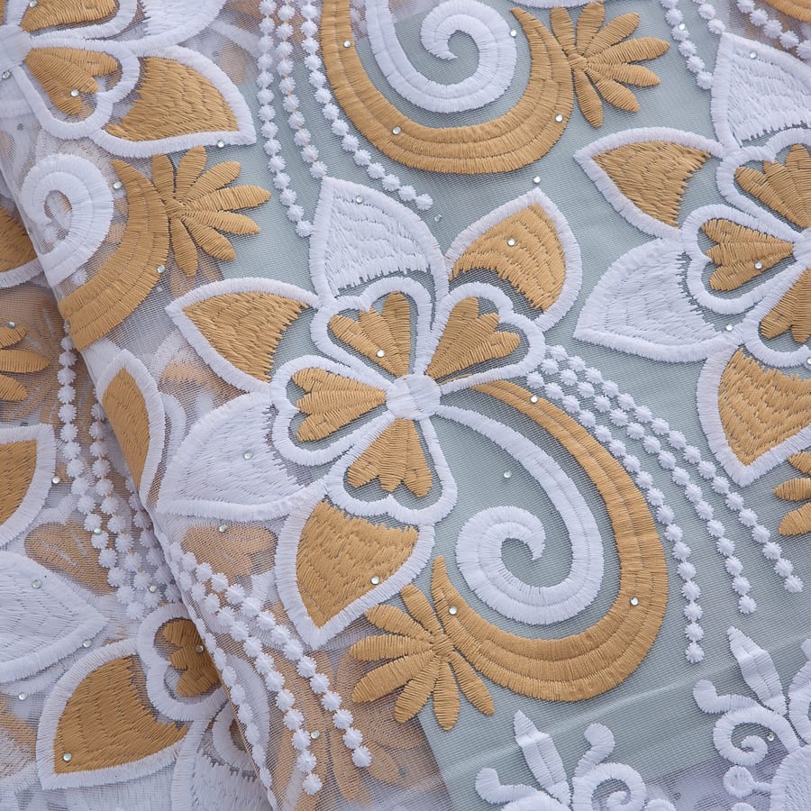 [codex-media-1] French Mesh Lace Fabric with Sequins | 5 Yards/pc African Net Lace Fabric image 2