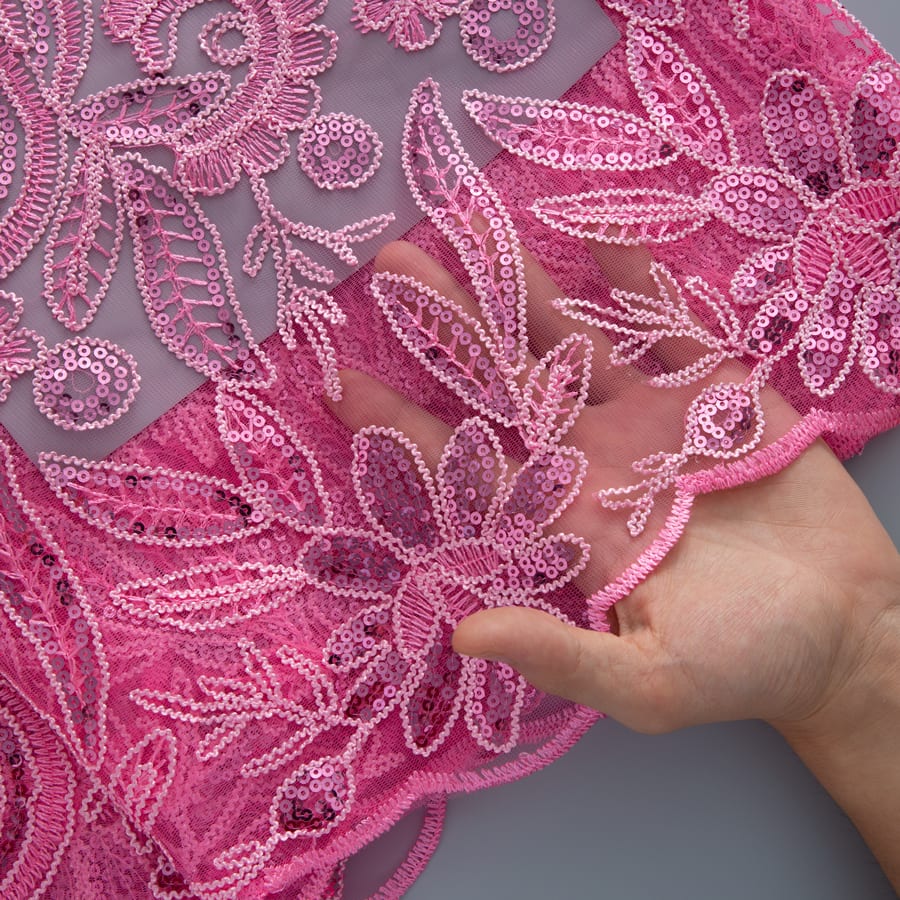 [codex-media-3] African Mesh Lace Fabric, French Net Lace Fabric with Sequins for Sewing Wedding/Party/Prom Dresses image 4