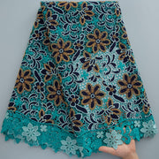 [codex-media-9] Afarican Guipure Cord Lace Fabric with Rhinestones, Nigerian Water Soluble Lace Fabric for Sewing Party Dresses image 10