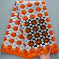 [codex-media-0] African Guipure Cord Lace Fabric with Rhinestones image 1