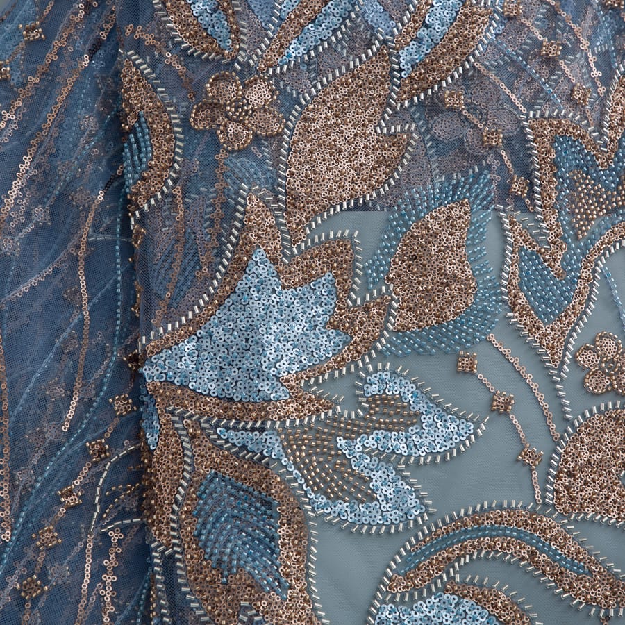 [codex-media-12] French Mesh Lace Fabric with Beads, African Luxury Sequins Lace Fabric for Sewing Wedding/Party/Prom Dresses  image 13