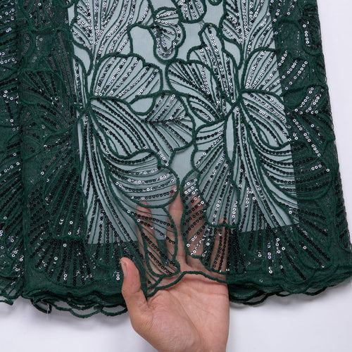 [codex-media-1] African Mesh Lace Fabric, French Net Lace Fabric with Sequins for Sewing Wedding/Party/Prom Dresses image 2