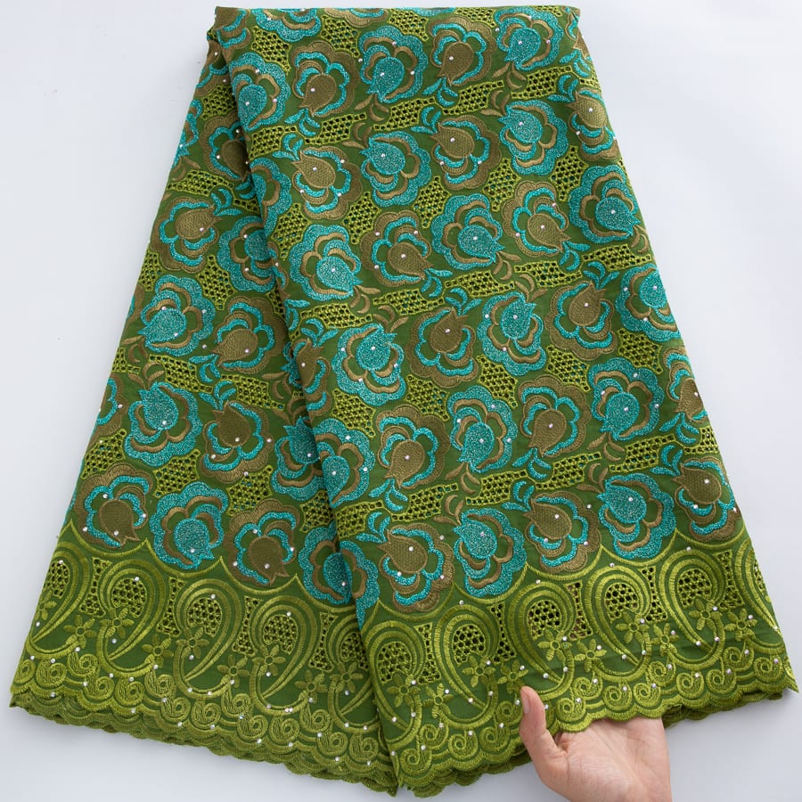 [codex-media-8] Swiss Voile Lace Fabric with Rhinestones | 5 Yards/pc African Cotton Lace Fabric image 9