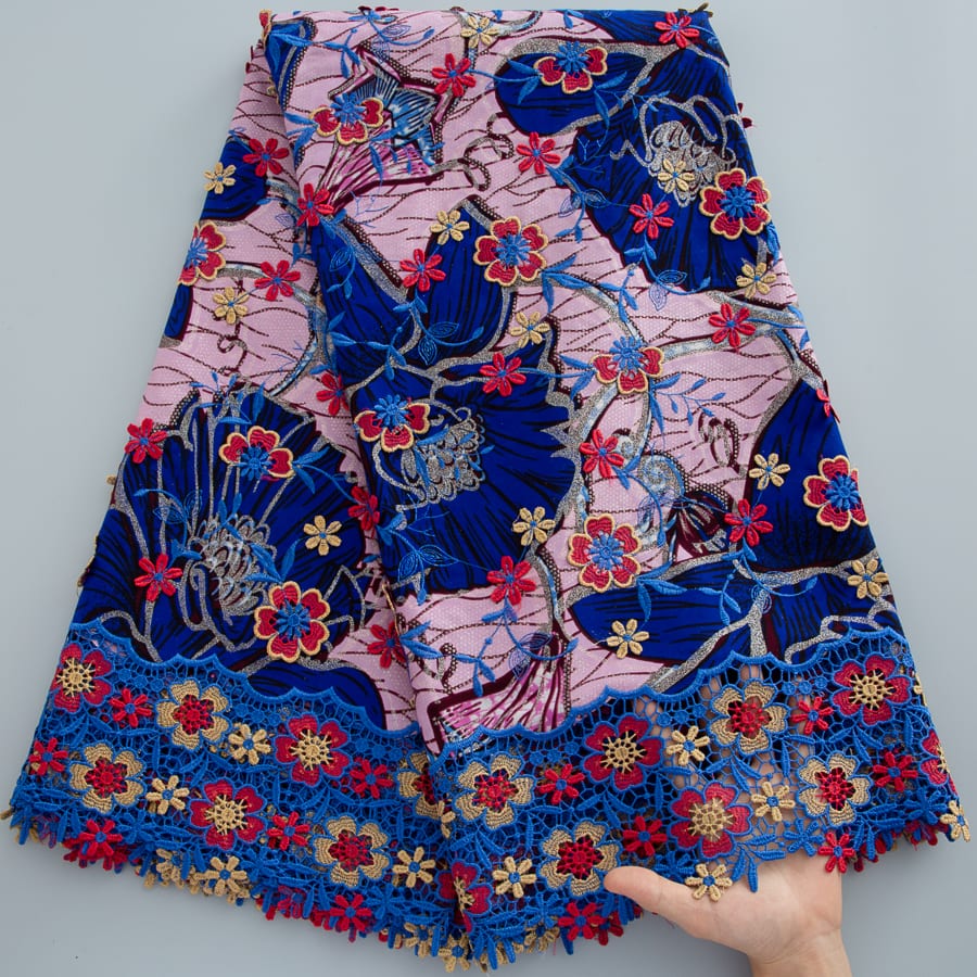 [codex-media-19] African Wax Lace Fabric, Nigerian Embroidery Lace Fabric for Sewing  Women Wedding/Party/Prom Dresses image 20