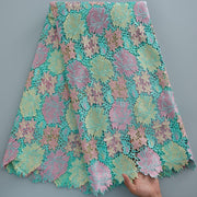 [codex-media-17] Guipure Cord Lace Fabric with Rhinestones | 5 Yards/pc Nigerian Water Soluble Lace Fabric image 18