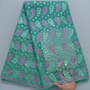 [codex-media-5] Afarican Guipure Cord Lace Fabric with Sequins, Nigerian Water Soluble Lace Fabric for Sewing Party Dresses image 6
