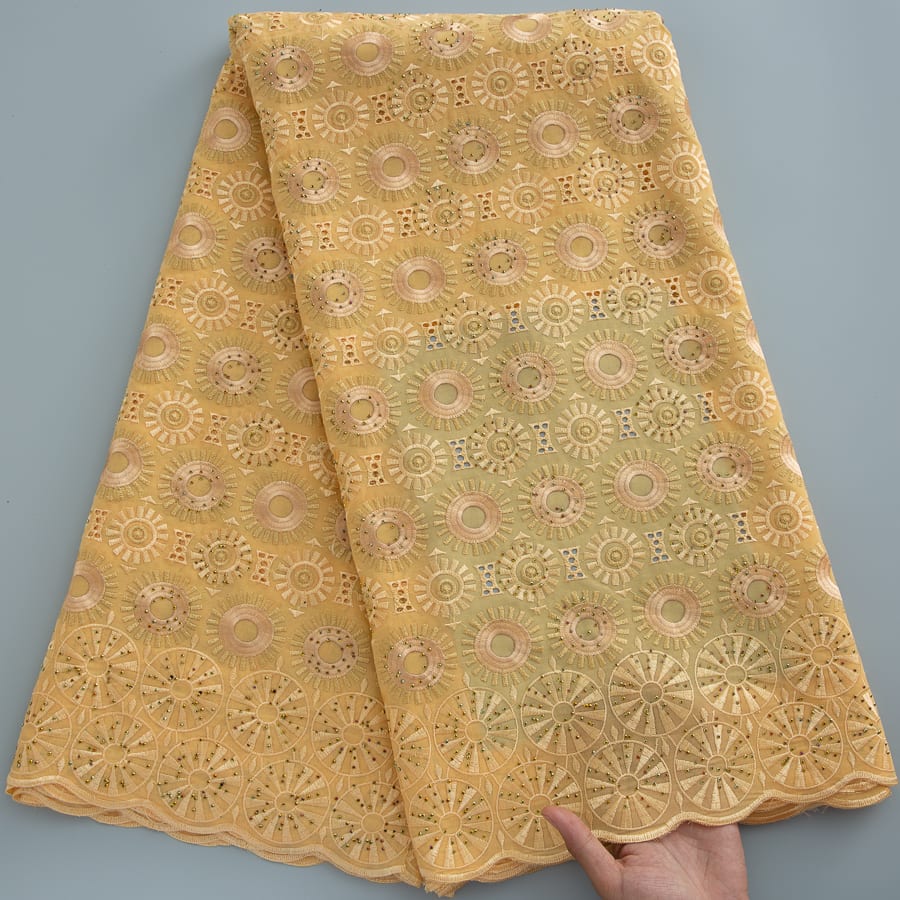 [codex-media-17] Swiss Voile Lace Fabric with Rhinestones | 5 Yards/pc African Cotton Lace Fabric image 18