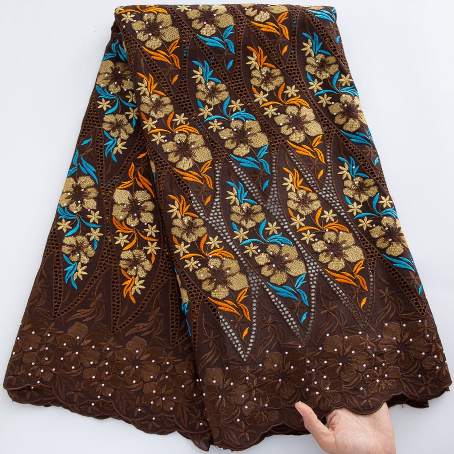[codex-media-6] Swiss Voile Lace Fabric with Rhinestones | 5 Yards/pc African Cotton Lace Fabric image 7