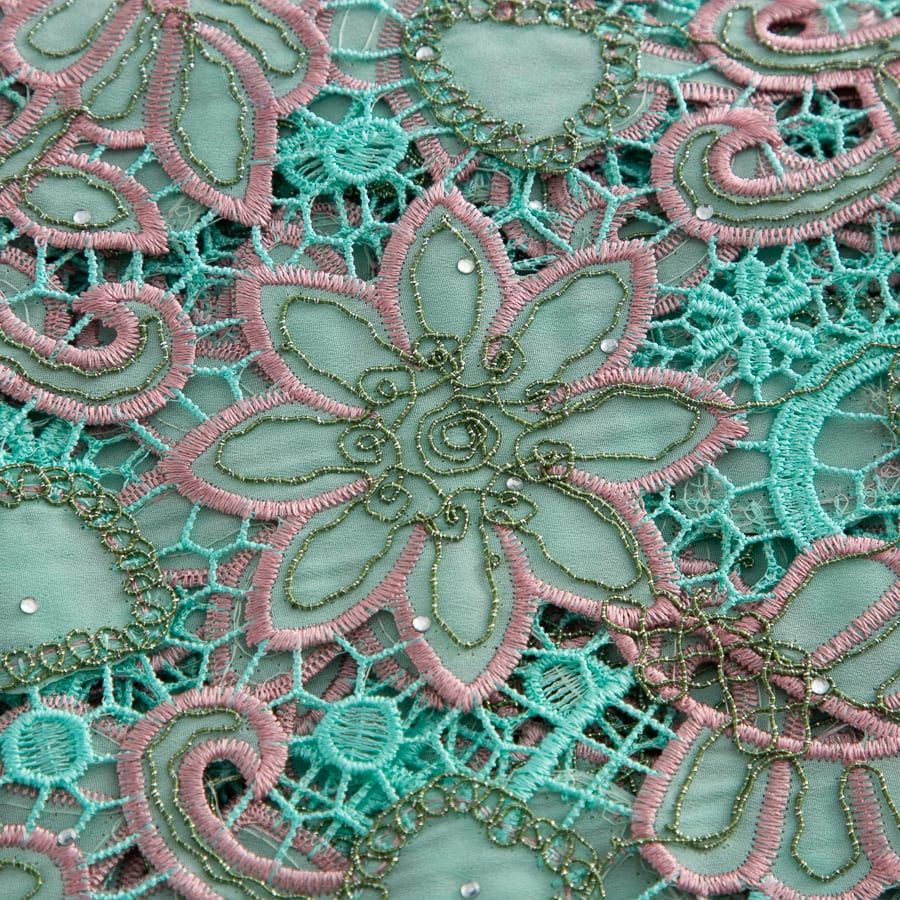 [codex-media-13] Guipure Cord Lace Fabric with Rhinestones | 5 Yards/pc Nigerian Water Soluble Lace Fabric image 14