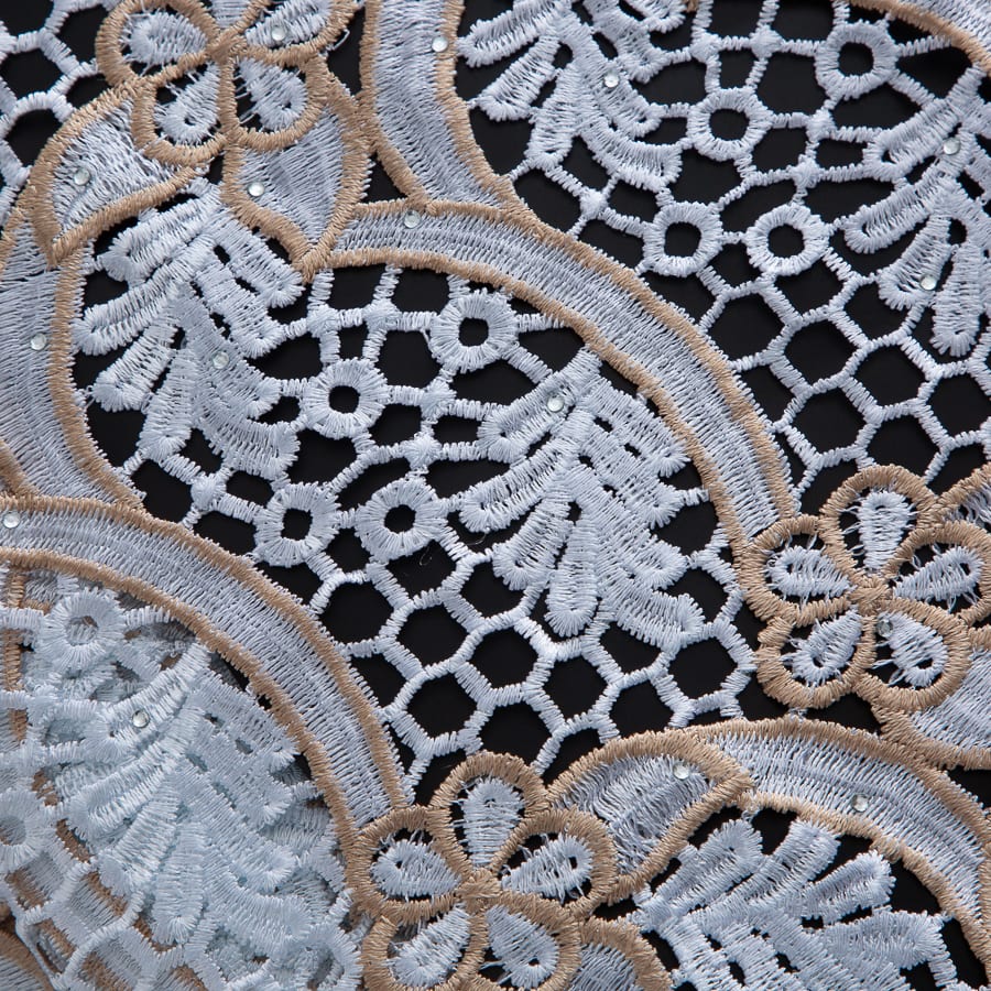 [codex-media-8] White Guipure Cord Lace Fabric with Rhinestones | 5 Yards/pc Nigerian Water Soluble Lace Fabric image 9