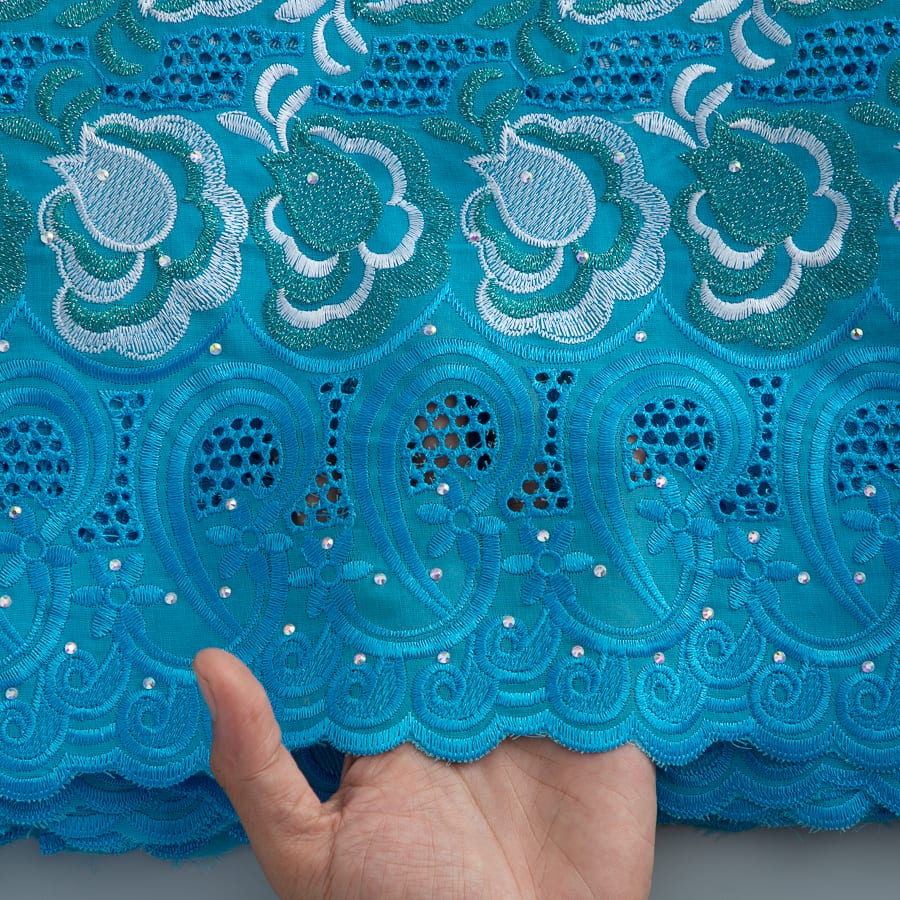 [codex-media-13] Swiss Voile Lace Fabric with Rhinestones | 5 Yards/pc African Cotton Lace Fabric image 14