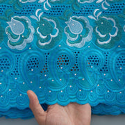 [codex-media-13] Swiss Voile Lace Fabric with Rhinestones | 5 Yards/pc African Cotton Lace Fabric image 14