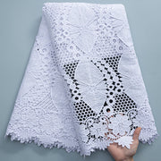 SJD LACE White Guipure Cord Lace Fabric with Sequins 2026 High Quality Lace Material Bridal For Nigerian Wedding Dress A3036