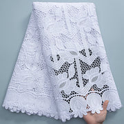 SJD LACE White Guipure Cord Lace Fabric with Sequins 2026 High Quality Lace Material Bridal For Nigerian Wedding Dress A3036