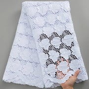 SJD LACE White Guipure Cord Lace Fabric with Sequins 2026 High Quality Lace Material Bridal For Nigerian Wedding Dress A3036