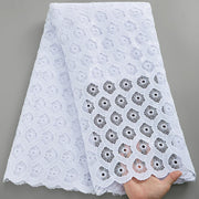 SJD LACE White Guipure Cord Lace Fabric with Sequins 2026 High Quality Lace Material Bridal For Nigerian Wedding Dress A3036