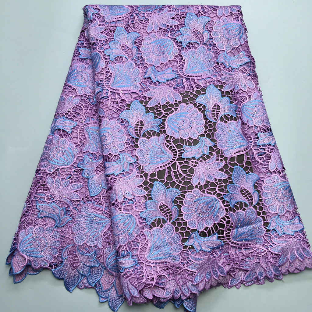 SJD White Guipure Cord Lace Fabric with Sequins 2025 High Quality African Water Souble Lace Fabric for Women Party Dresses Sew