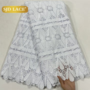 SJD LACE White Guipure Cord Lace Fabric with Sequins 2026 High Quality Lace Material Bridal For Nigerian Wedding Dress A3036